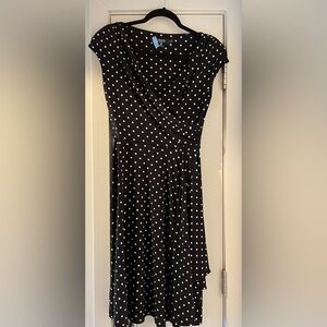 Polo by Ralph Lauren Black Midi Dress with White Dots